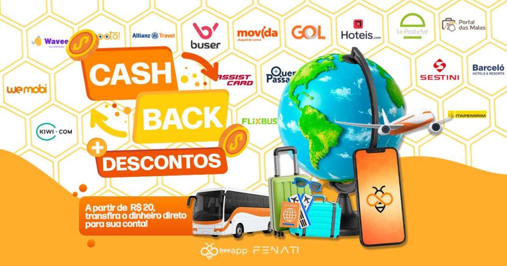 Gol, Hotéis.com, Buser, FlixBus e mais: viaje com descontos e cashback na Bee Fenati!