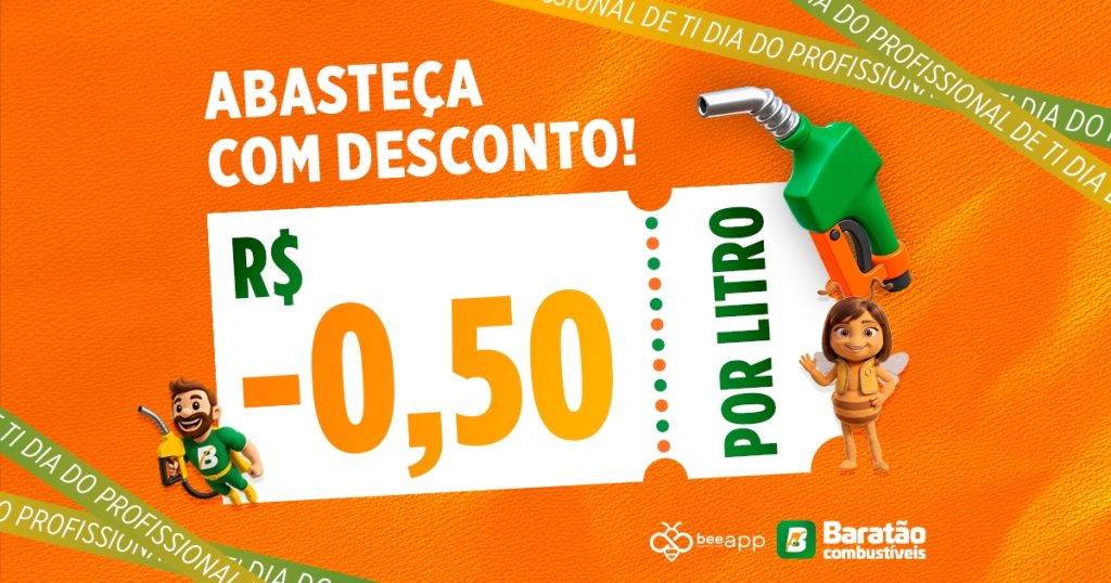 Dia do Profissional de TI: Abasteça com R$ 0,50 de desconto por litro de combustível!
